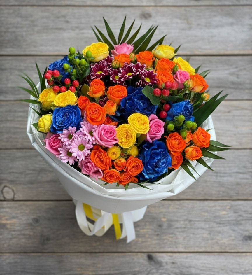 Букет цветов из: Розы и Хризантемы в Тополево