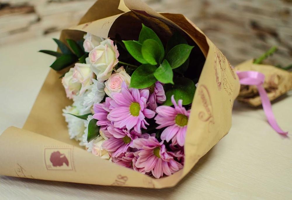 Букет цветов из: Розы и Хризантемы в Тополево