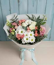 Букет цветов из:  Розы, Лизиантусы и Хризантемы в Тополево