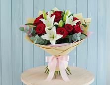 Букет цветов из:  Лилии и Розы в Тополево