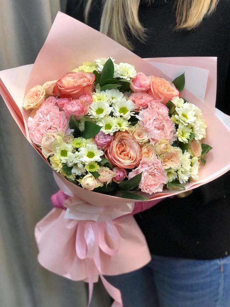 Букет цветов из: Гвоздики, Розы и Хризантемы в Тополево