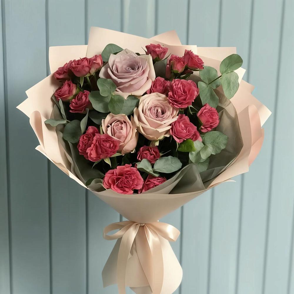 Букет цветов из: Гвоздики и Розы в Тополево
