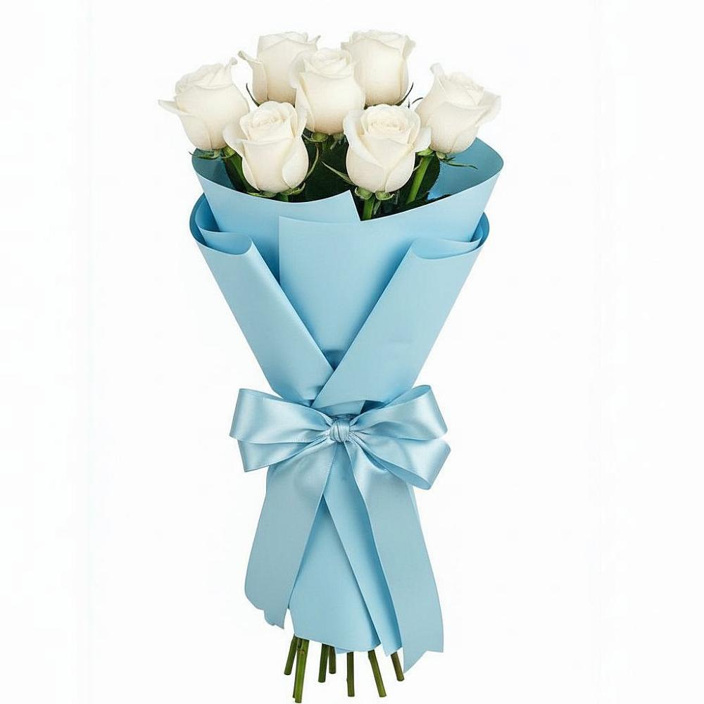 Букет 7 белых роз Проуд в Тополево
