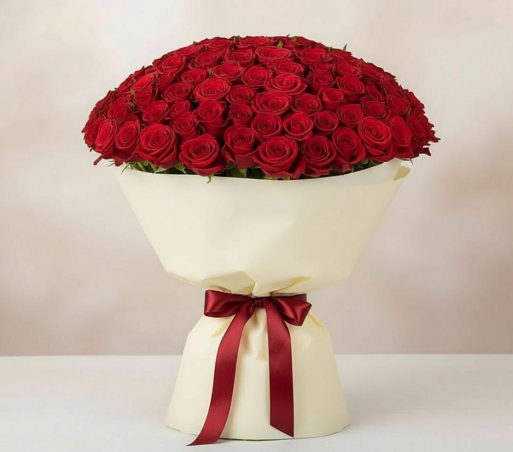 Букет 101 Красная роза Милано в Тополево