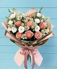 Букет цветов из:  Розы, Альстромерии и Лизиантусы в Тополево