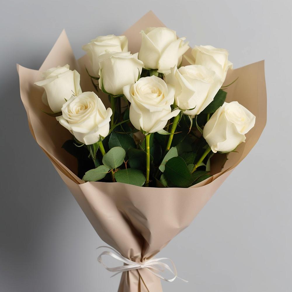 Букет 9 Белых роз Эдлесс Лав в Тополево