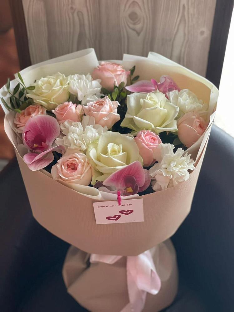 Букет цветов из: Орхидеи, Розы и Гвоздики в Тополево