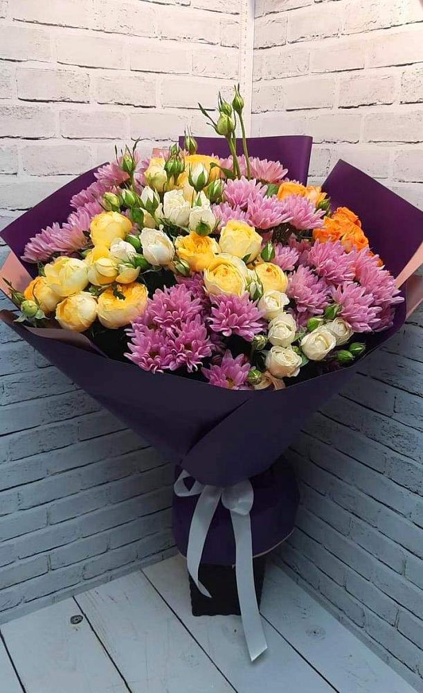 Букет цветов из: Хризантемы и Розы в Тополево