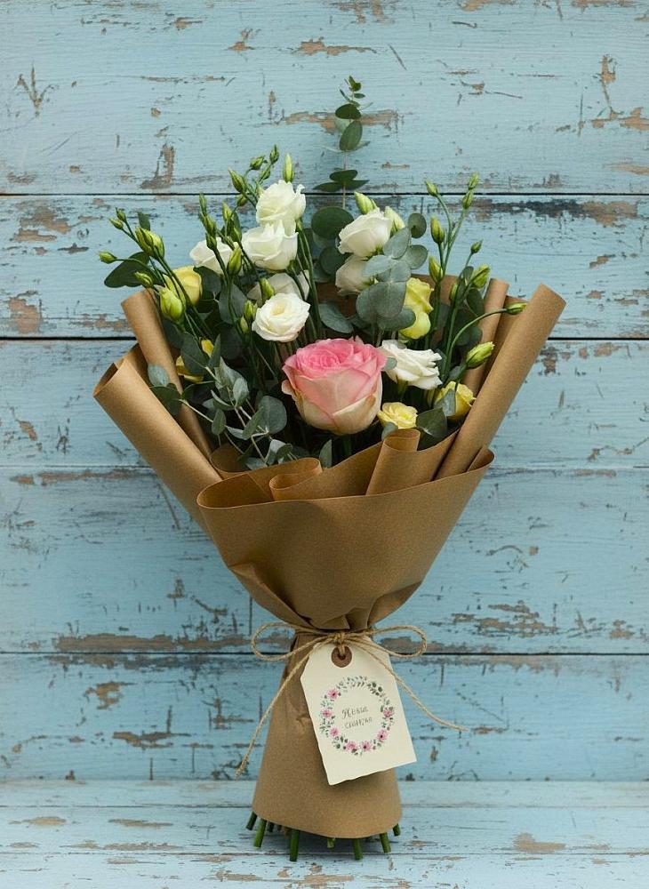 Букет цветов из: Розы и Лизиантусы в Тополево