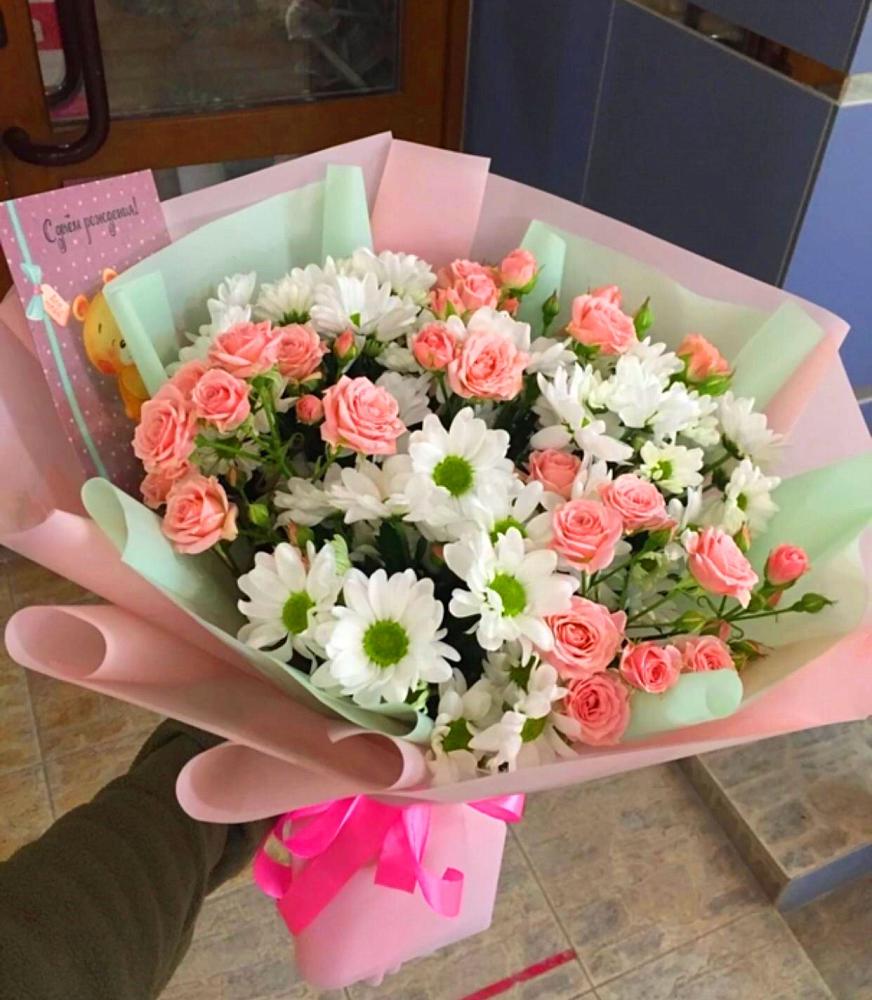 Букет цветов из: Розы и Хризантемы в Тополево