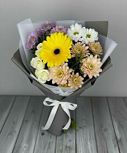 Букет цветов из:  Розы, Герберы и Хризантемы #REPLACE_PRED# Тополево