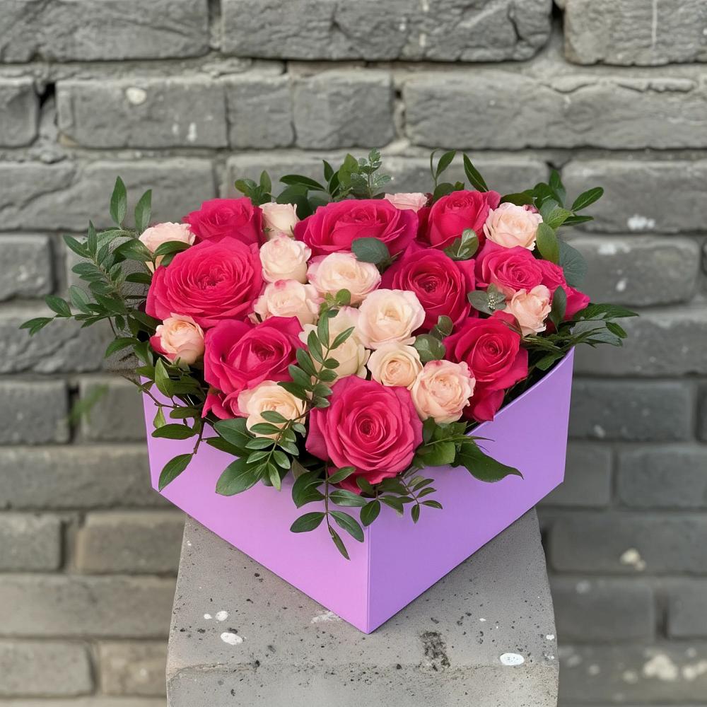 Цветочная композиция из Розы в коробке в Тополево