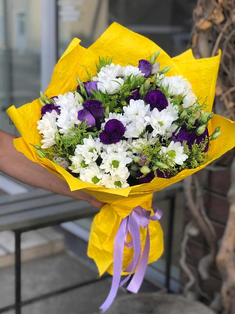 Букет цветов из: Ирисы, Хризантемы и Ромашки в Тополево