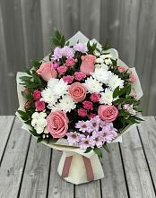 Букет цветов из:  Альстромерии, Гвоздики, Розы и Хризантемы #REPLACE_PRED# Тополево