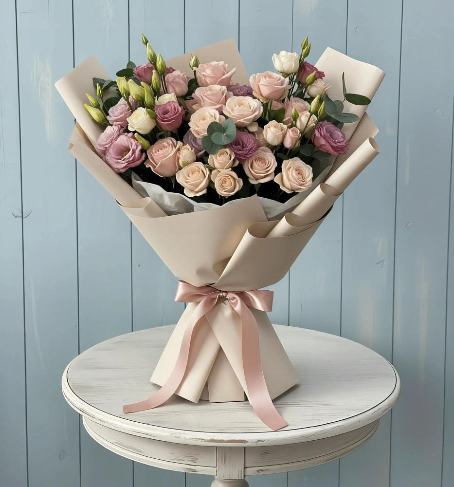 Букет цветов из: Розы и Лизиантусы в Тополево