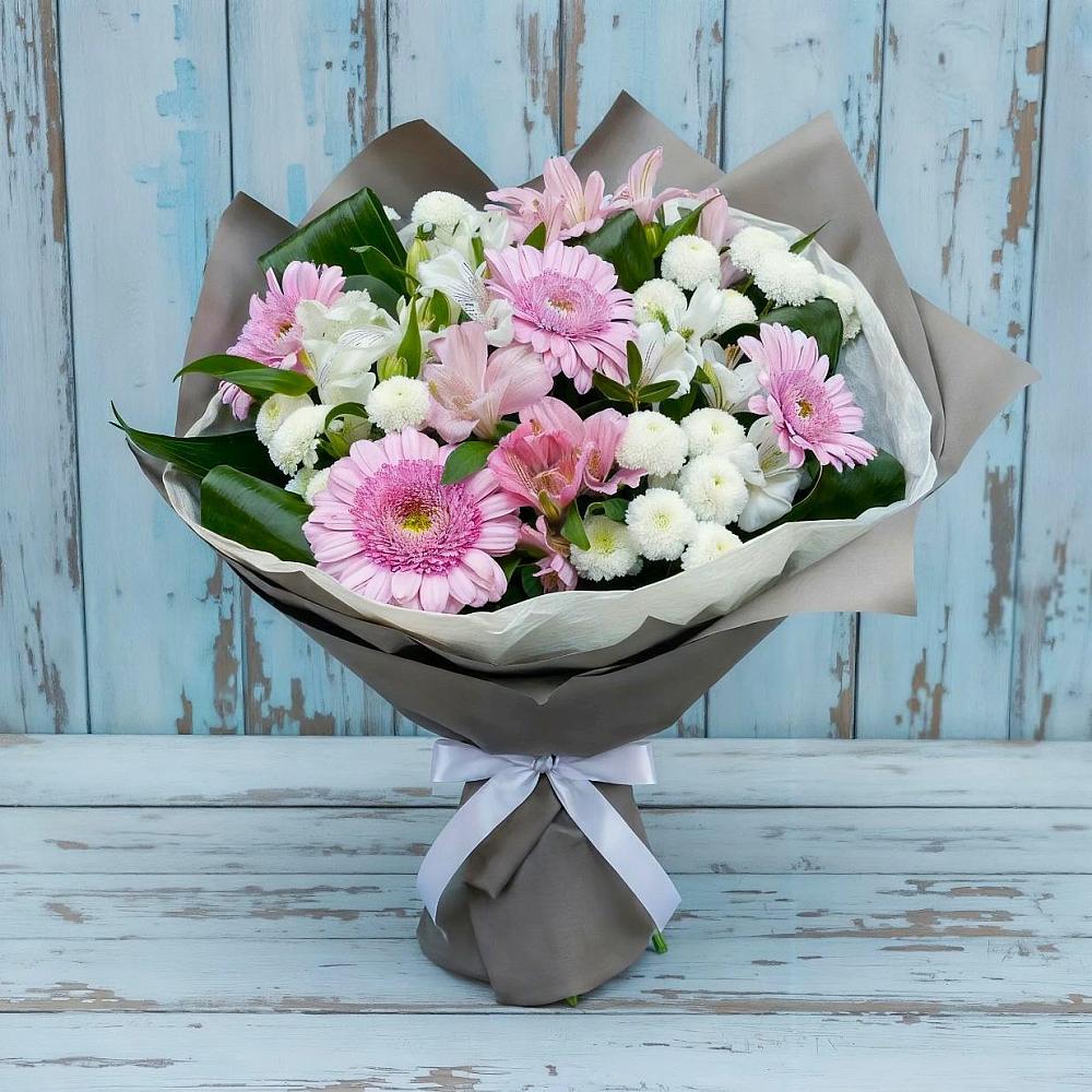 Букет цветов из: Герберы, Альстромерии и Хризантемы в Тополево