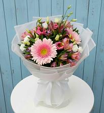 Букет цветов из:  Герберы, Альстромерии и Лизиантусы в Тополево