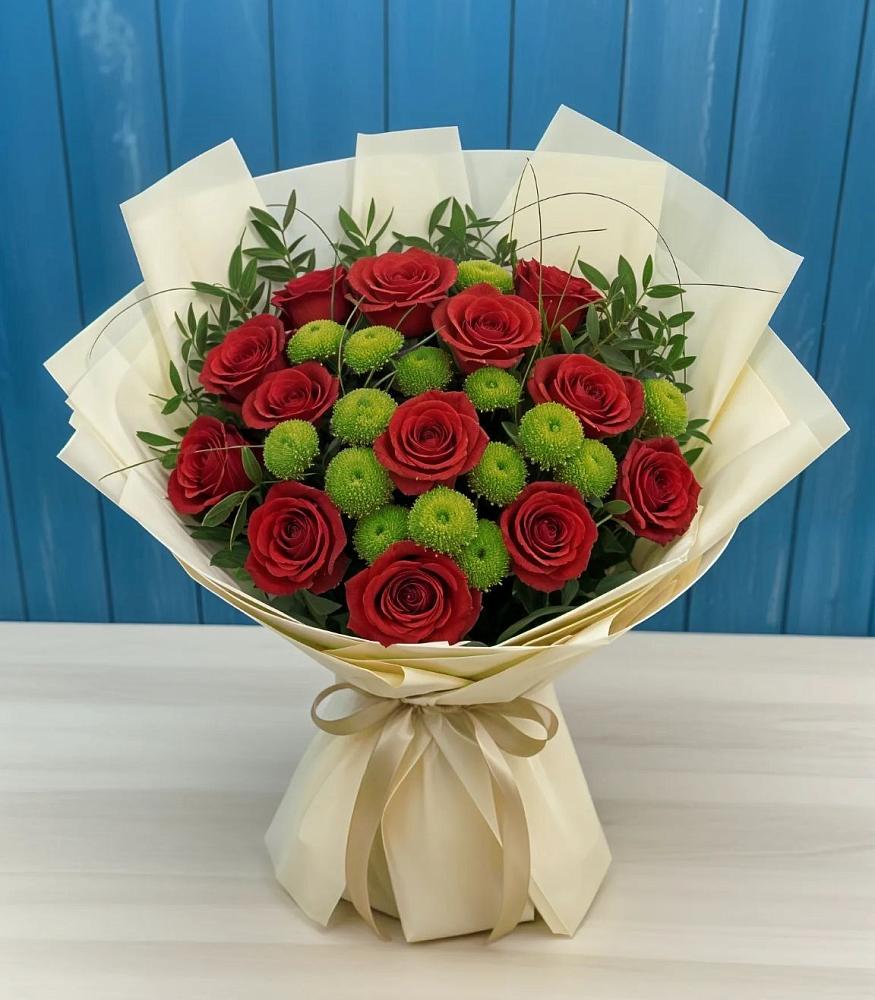 Букет цветов из: Розы и Хризантемы в Тополево