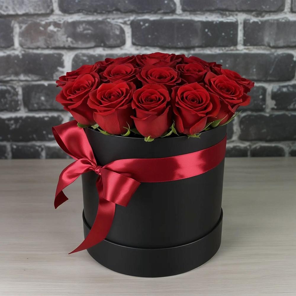 Цветочная композиция из Розы в шляпной коробке в Тополево