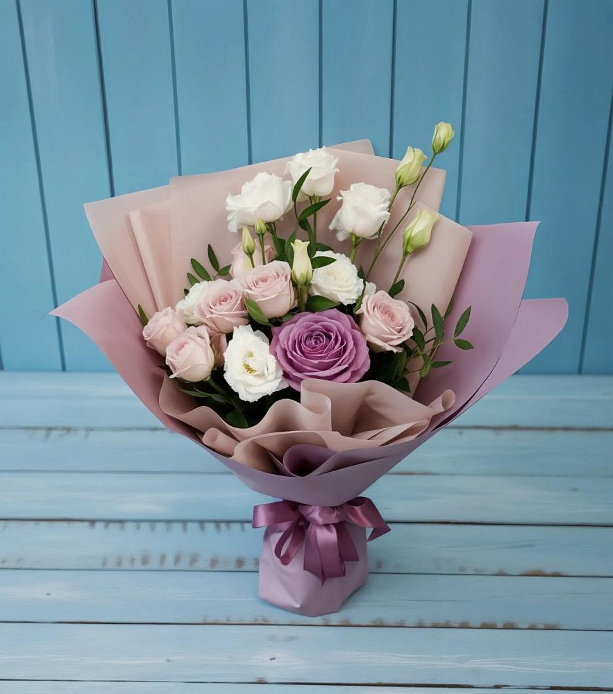 Букет цветов из: Розы и Лизиантусы в Тополево