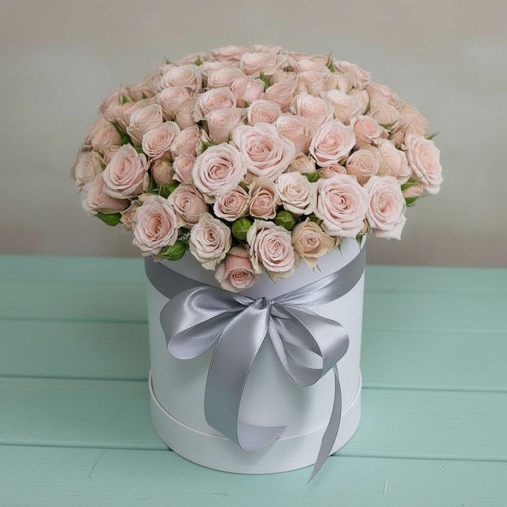 Цветочная композиция из Розы в шляпной коробке в Тополево